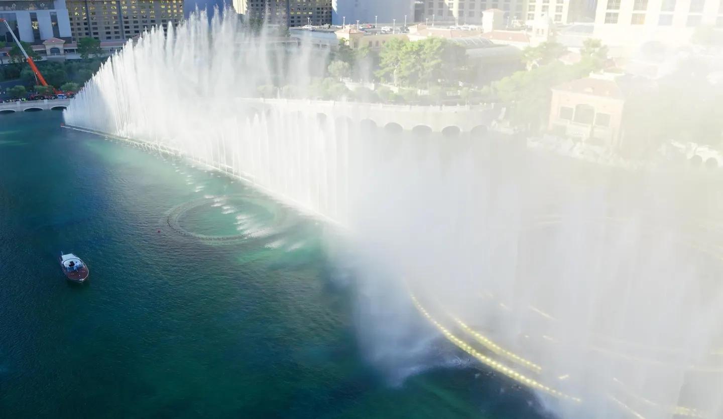 Yacht in the Bellagio Fountain